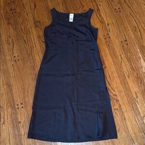 Garnet Hill women’s 6 petite Black 100% silk Sheath Midi slip Dress minimalist